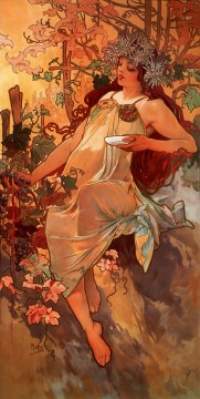  Alphons Pintura al %C3%B3leo - Otoño de 1896 panel checo Art Nouveau distintivo Alphonse Mucha